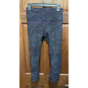 Lululemon Womens Leggings Blue White Speckled Yoga Waistband Cropped 6